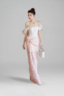 LINH PHUNG • Solana Couture 3D Wave Halter Lace Corset Maxi Dress