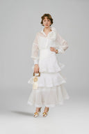 Shelton Tiered Plissé Midi Skirt for women, from WHITE PLAN, The Viet Concept