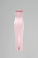 Rosé Lotus Crystal Silk Taffeta Column Dress for women, from IHF STUDIO, The Viet Concept
