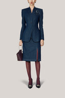 Elara A-line Square Shoulder Denim Blazer for women, from HOBB, The Viet Concept 