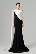 Negin Silk Crepe Asymmetric Cape Fishtail Gown for women, from 21SIX, The Viet Concept