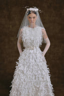 WHITE PLAN • Angelina Feathered Taffeta Couture Bridal Gown