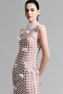 Blush Pink 3D Column Maxi Dress for women, from Lecia, the Viet Concept 