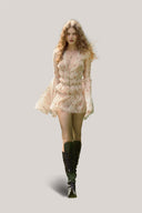 Florentine V-neck Smocking Mini Dress for women, from La Vierge, The Viet Concept 