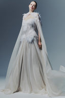 Wings of Hope Feather-Embellished Hooded Tulle Couture Cape for women, from MR CRAZY & LADY SEXY, The Viet Concept 
