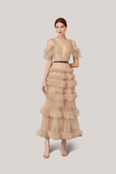 Soleil V-Line Neck Tulle Dress for women, from Calista, The Viet Concept
