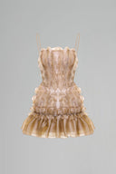 LUCILLA • Amelia Shimmering Chiffon Ruffle Mini Cocktail Dress