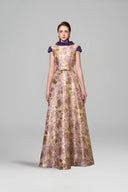 Purple Floral Metallic Jacquard A-Line Evening Gown for women, from IHF ATELIER, The Viet Concept 