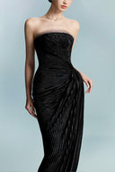Manos Obsidian Pleated Velvet Dress for women, from BYDI, The Viet Concept 