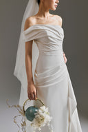 Dual Flow Asymmetric Off-Shoulder Convertible Sheath Gown for women, from LINH DOAN, The Viet Concept