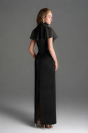 IHF STUDIO • Vine Guipure Lace & Silk Taffeta Bustier Midi Dress with Mini Cape