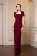 Veridia Trapeze Neck Beaded Crepe Column Gown for women, from IHF ATELIER, The Viet Concept 