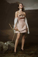 LINH PHUNG • Amora Off-Shoulder Satin Corset Mini Dress