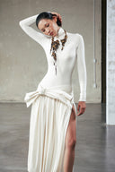 Bach Sculptural Longline White Dress for women, from DAS LA VIE, The Viet Concept 