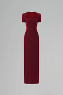 Veridia Trapeze Neck Beaded Crepe Column Gown for women, from IHF ATELIER, The Viet Concept 