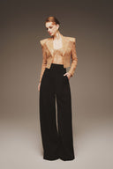 MARGÉE ATELIER • Kaelis Sequin Panel Tailored Wide-Leg Trousers