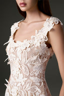 Ivory Pearl Bloom Lace Mullet Maxi Dress for women, from IHF STUDIO, The Viet Concept 