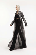 SORAMAME • Black Another Ruffled Bandeau Tulle Overlay Top