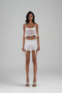 White Kaya Set with Strap Top & Mini Skirt for women, from Huelley Rose, The Viet Concept 