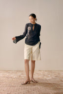 LECIA • Noir Slit-Front Silk Chiffon Luxury Blouse