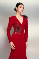 Zahra Fleur Crystal Crepe Evening Gown for women, from 21SIX, The Viet Concept