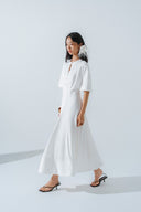 HOBB • Silk Cotton Fitted Bodice Flared Midi Dress