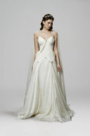 LINH PHUNG • Thalia Crystal-Embellished Chiffon Cape Evening Gown