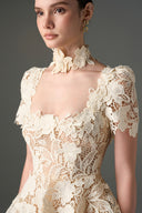 IHF STUDIO • Floral Garden Lace 3D A-Line Maxi Evening Dress