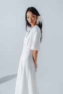 HOBB • Silk Cotton Fitted Bodice Flared Midi Dress