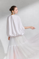 Hora Sculptural Balloon Poplin Top with Cape Sleeves for women, from ARTI, The Viet Concept 