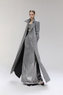 Silver Glen Plaid Sequin Peak Collar Long Jacket for women, from SORAMAME, The Viet Concept
