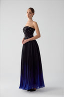 Noble Ombre Draped Satin Organza Evening Gown for women, from DANG PHONG DESIGNER, The Viet Concept
