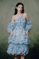 Aurum Floral Corset Bubble Hem Mini Dress for women, from LINH PHUNG, The Viet Concept