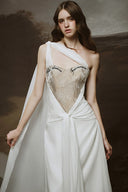 LINH PHUNG • Venusa One-Shoulder Embroidered Lace Corset Maxi Dress
