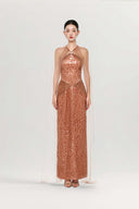 Giselle Halter Mesh Overlay Evening Gown for women, from JOSEPHINE, The Viet Concept 