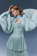 Alzira Pleated Chiffon Tiered Maxi Dress for women, from JOSEPHINE, The Viet Concept 