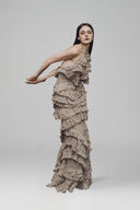 Brown Cassandra Maxi Dress for women, from La Vierge, The Viet Concept 