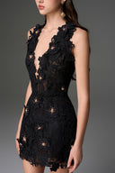 Midnight Blossom Crystal Lace Halter Mini Dress for women, from IHF STUDIO, The Viet Concept