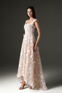 Ivory Pearl Bloom Lace Mullet Maxi Dress for women, from IHF STUDIO, The Viet Concept 