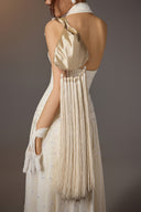 KEIRA TONG • Kodemari Bow Pleated Sequin Maxi Dress