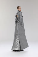 Silver Glen Plaid Sequin Peak Collar Long Jacket for women, from SORAMAME, The Viet Concept