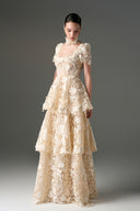 IHF STUDIO • Floral Garden Lace 3D A-Line Maxi Evening Dress