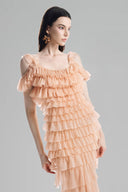 Apricot Tiered Ruffle Dress for women, from Must have, The Viet Concept