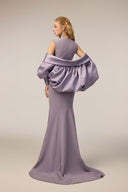 21SIX • Elvira Royal Silk Floral Crystal-Embellished Cape Gown