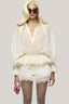  White Latisha Peplum Johnny Collar Organza Voile Mini Set for women, from Das La Vie, The Viet Concept 
