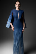 GVLUX • Celestine Ombre Cape Denim Gown