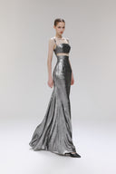 Argento Metallic Satin Lamé Evening Gown for women, from SORAMAME, The Viet Concept