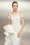 Fawaniya Embellished Sequin Lace Off-Shoulder Draped Evening Gown for women, from 21SIX, The Viet Concept