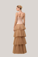 Imperium Layered Corset Waist Mesh Taffeta Maxi Dress for women, from Calista, The Viet Concept 
