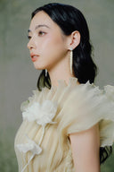 Goldenette Couture Asymmetric Pleated Chiffon A-Line Gown for women, from LINH PHUNG, The Viet Concept